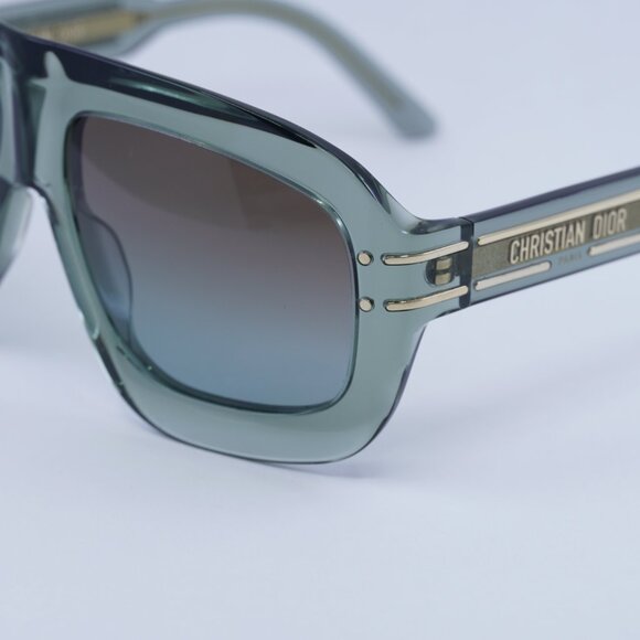 Dior DIORSIGNATURE M1U 55F2 Sunglasses Green Aviator Frame, Brown Lenses - Picture 8 of 11